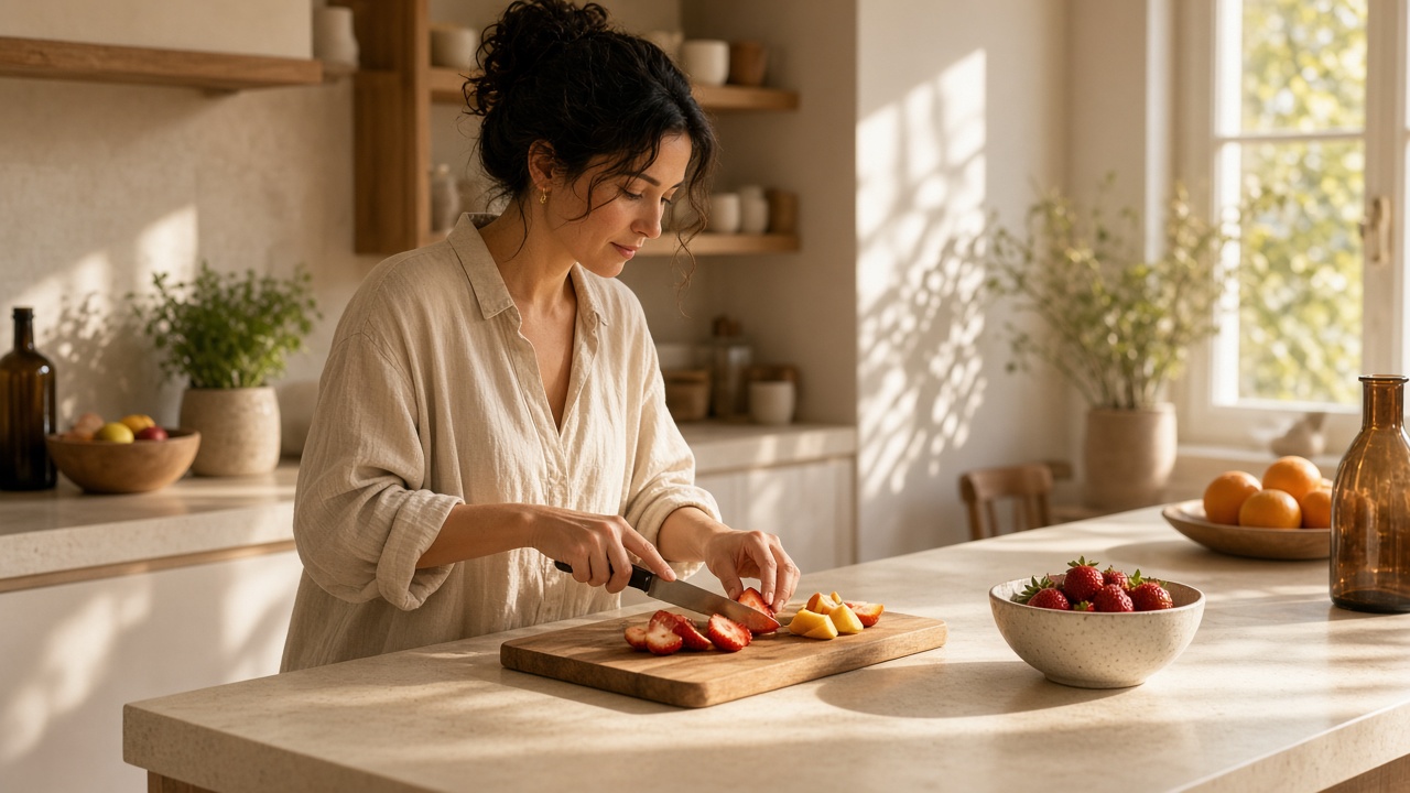 Ochtendkeuken: fruit snijden binnen eetvenster