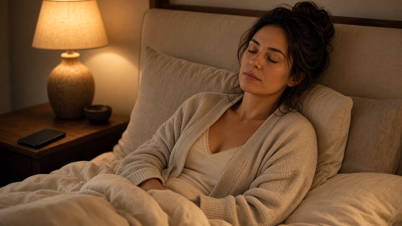 Personne se reposant dans la chaude lumière du soir, téléphone posé : rattraper sa dette de sommeil