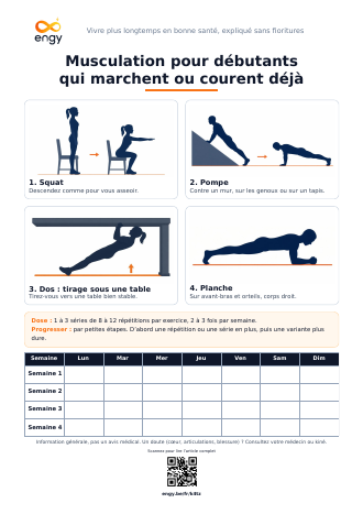 Fiche d’exercices musculation pour débutants