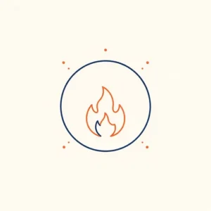 Lijnillustratie van een klein vlammetje in een cirkel: een sluimerende ontsteking