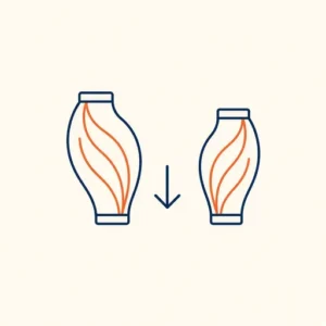 Lijnillustratie van twee spieren naast elkaar, de rechtse kleiner, met een pijl naar beneden